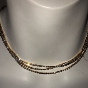 Something navy three row choker necklace